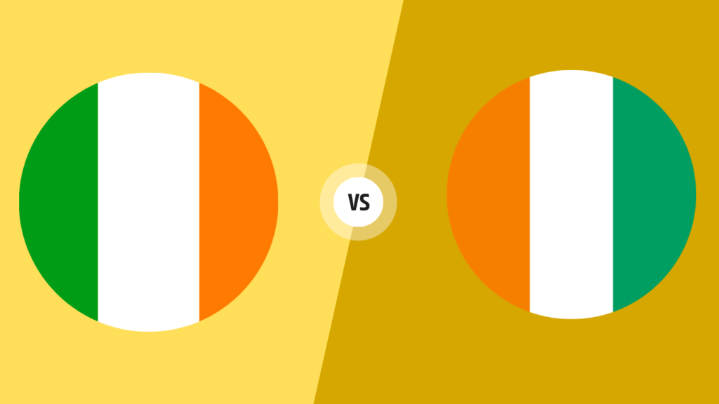 Ireland Flag vs. Ivory Coast Flag