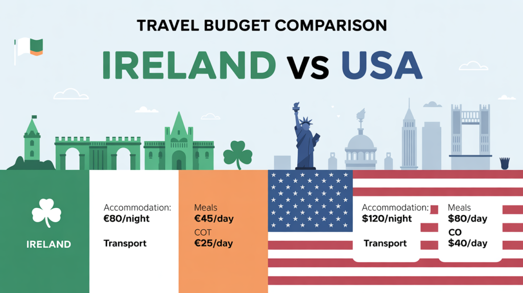 Travel Budget Comparison Ireland vs USA